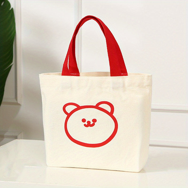 Mini Cartoon Bear Canvas Tote Bag Handbag Bento Tote