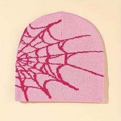 Gothic Spider Web Pattern Knitted Hat Halloween Windproof Beanie