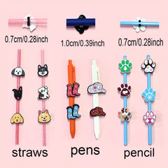 8Pcs Dog Paw Print Pencil Clips PVC Fun Holiday Party Decorations