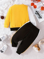 Baby Boy's Long Sleeve Sweatshirt & Trousers Set For Spring And Autumn