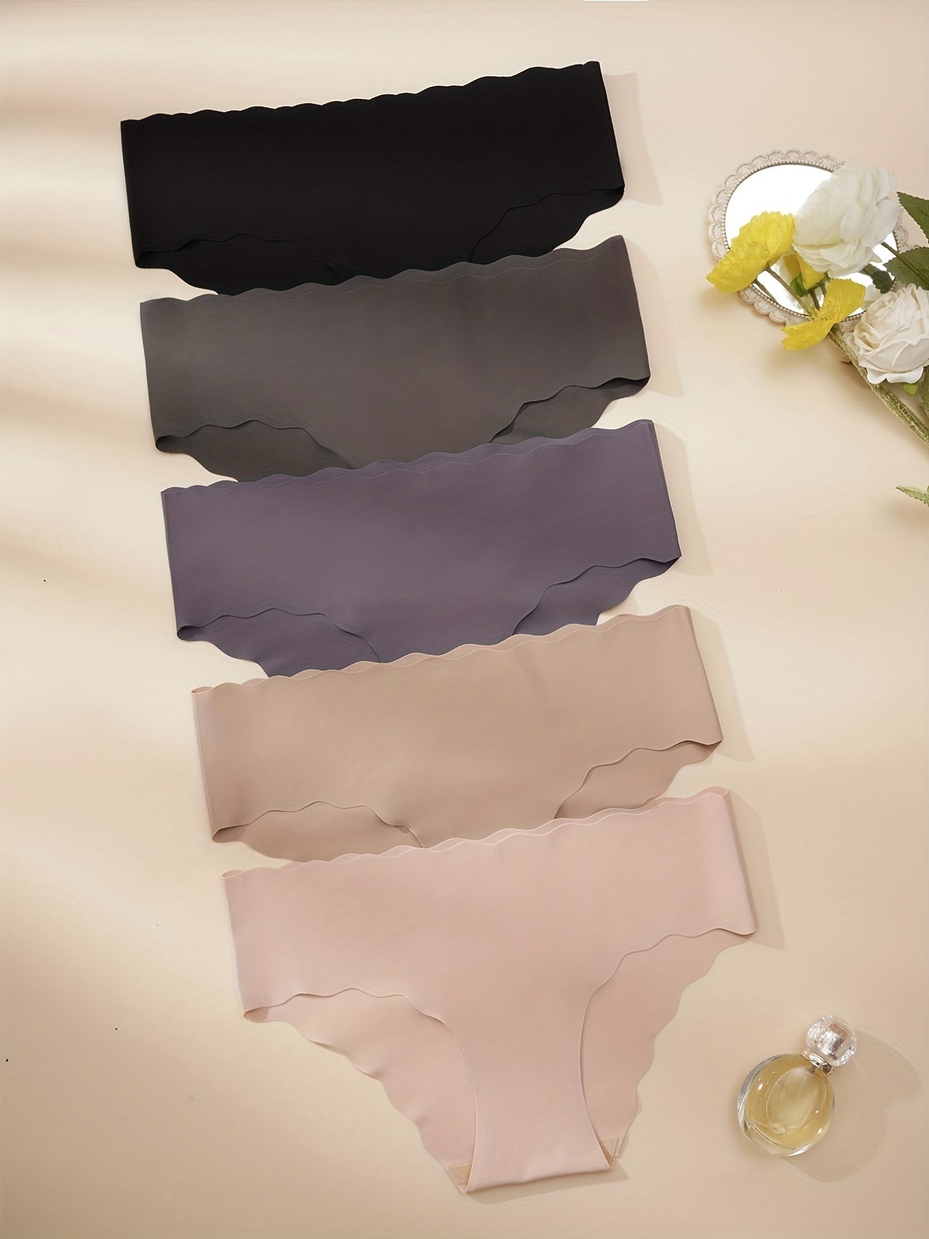 5pcs Seamless Solid Briefs Comfy & Breathable Intimates Panties