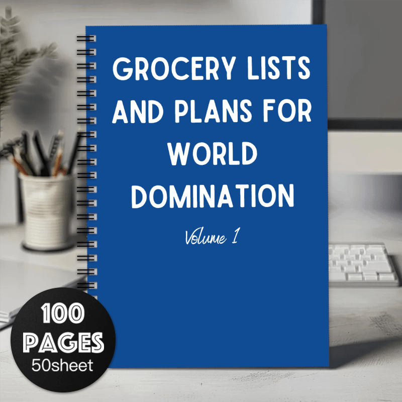 Fun Spiral Notebook Diary 1pc Grocery Lists and Plans for World Domination