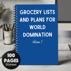 Fun Spiral Notebook Diary 1pc Grocery Lists and Plans for World Domination