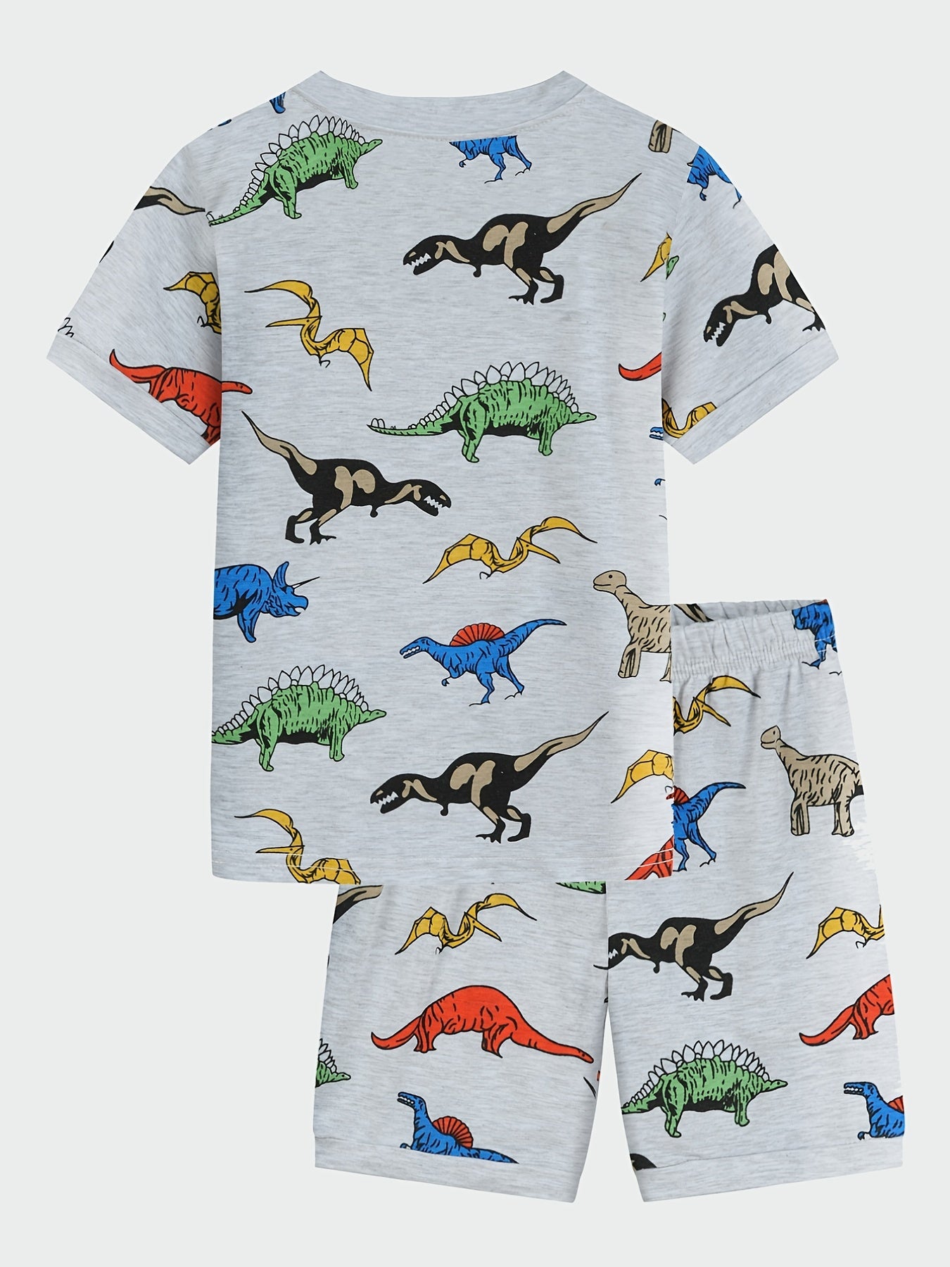 Boys Dinosaur Pajamas Set T shirt & Shorts Short Sleeves Crew Neck Casual Homewe