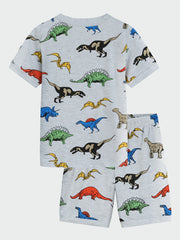 Boys Dinosaur Pajamas Set T shirt & Shorts Short Sleeves Crew Neck Casual Homewe
