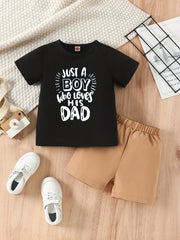Boys Love Dad T-shirt & Shorts Set Casual Kids Summer Clothes