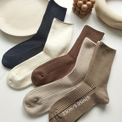 5 Pairs Casual Crew Socks for Autumn