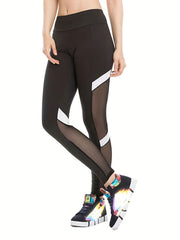 Stylish High Waist Mesh Stripe Leggings for Women