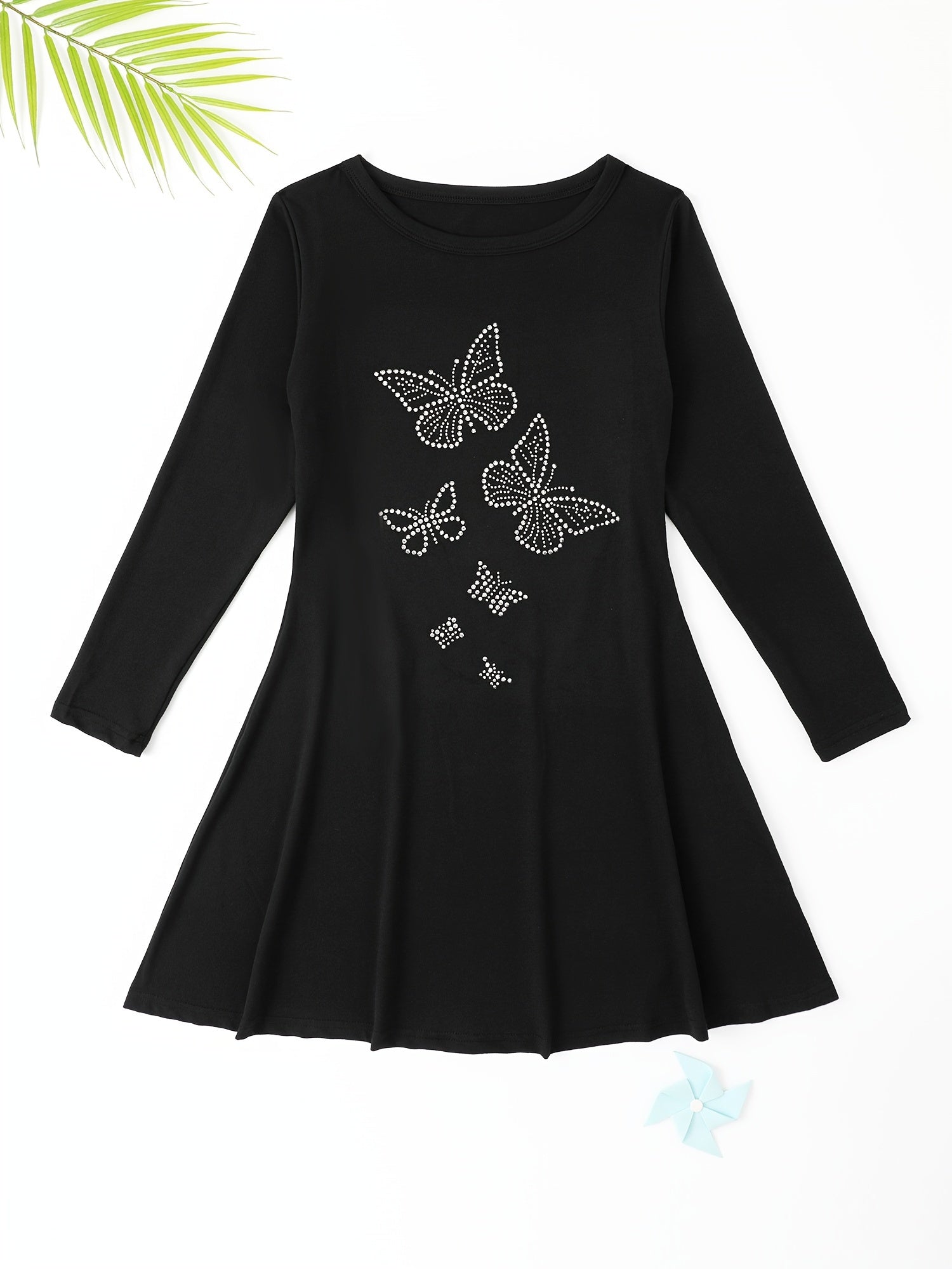 Butterfly Long Sleeve Dress Girls Kids Clothes
