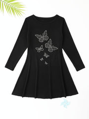 Butterfly Long Sleeve Dress Girls Kids Clothes