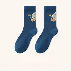 5 Pairs Graffiti Print Socks Comfy Mid Tube Stockings Women's Hosiery