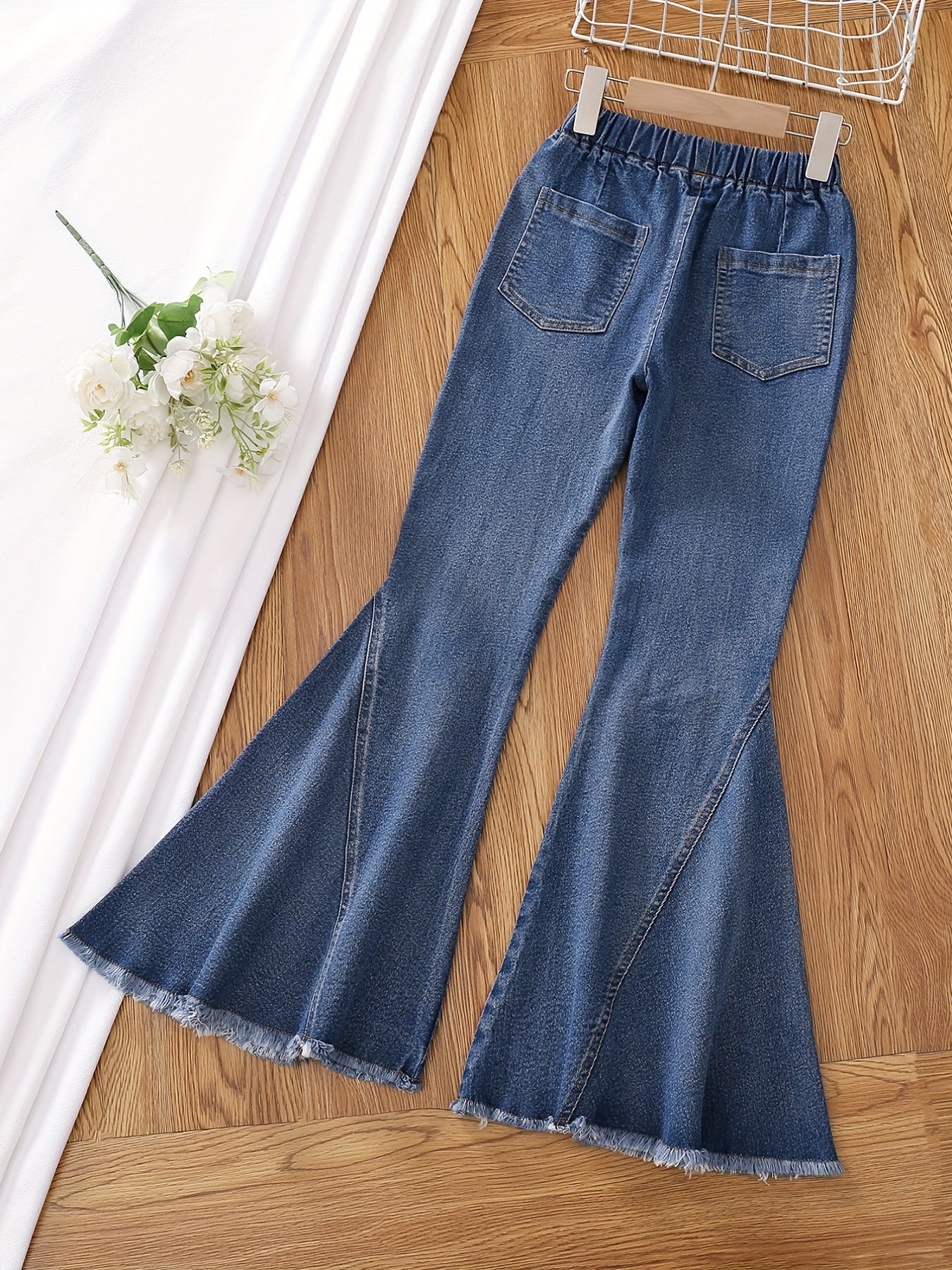 Girls Classic Flared Jeans High Waisted Bell Bottom Pants
