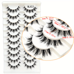 Cat Eye Natural Fluffy Faux Mink Lashes 3D Wispy False Eyelashes 10 Pairs