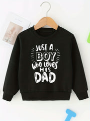 KID'S DAD LOVE Letter Print Crew Neck Sweatshirt