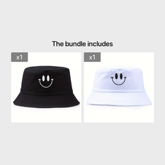 Happy Face Embroidery Bucket Hat Sun Protection Sunshade Hat