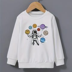 Boy's Astronaut Planets Sweatshirt Pullover Crew Neck Top