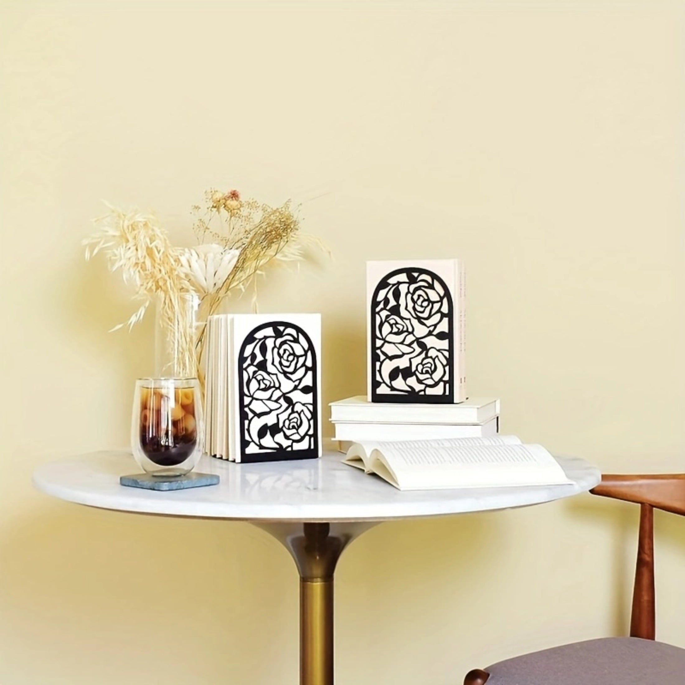 Rose Metal Bookends Desktop Storage Bookshelves