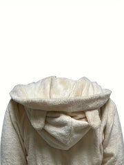 3D Ear Hooded Flannel Robe with Pockets