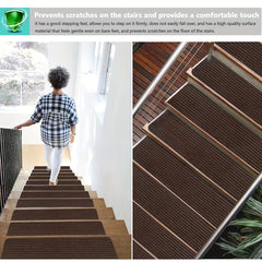 8/15pcs Non-Slip Carpet Stair Mats Machine Washable Rugs Polyester Home Decor