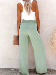 Smocked Waist Wide Leg Pants Casual Pants For Summer