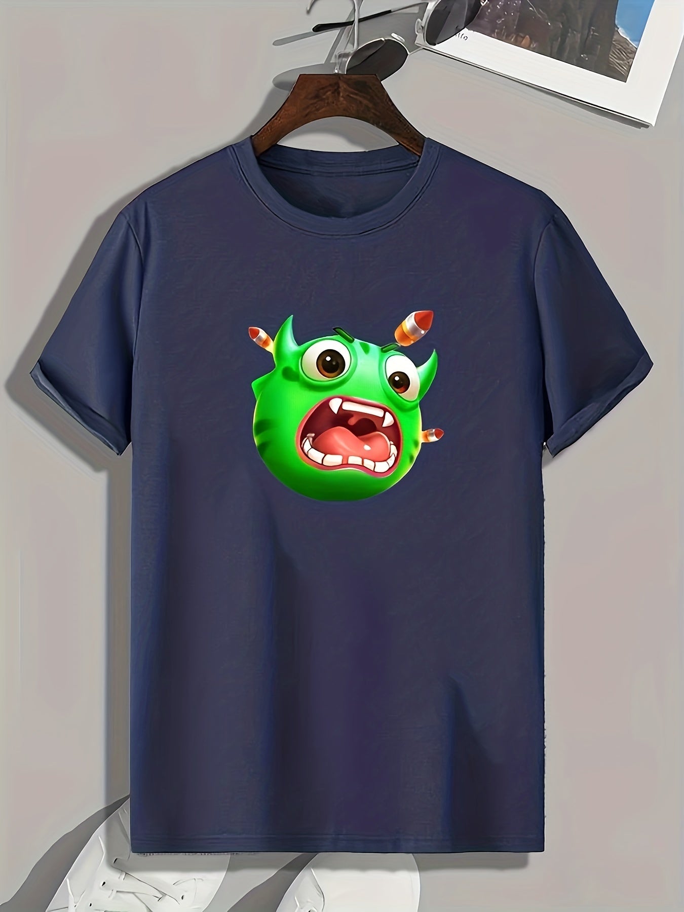 Monster Pattern Print Men's Sports T-shirt - Outdoor Wear