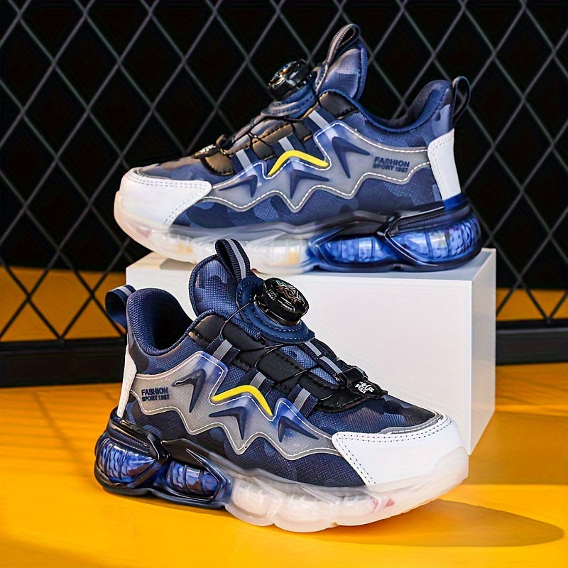 Boy's Rotating Buckle Basketball Shoes Non Slip Sneakers