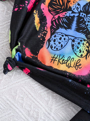 Kids Fluorescent Graphic T shirt & Short Set For Summer