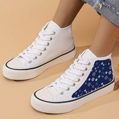 Christmas Snowflake Print High Top Canvas Sneakers
