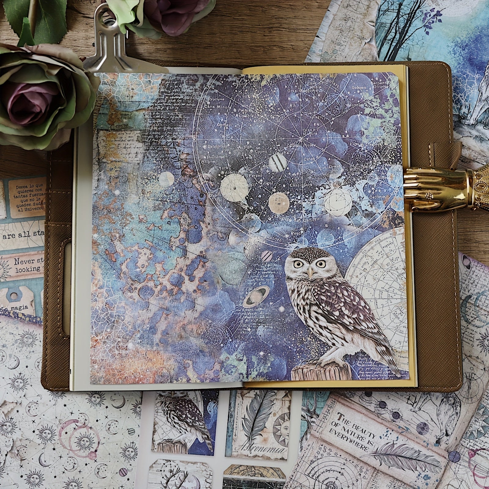 12pcs Starry Sky Animal Paper for DIY Decoration & Journaling