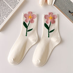 Women's Flowers Pattern Breathable Socks Tulip Candy Socks
