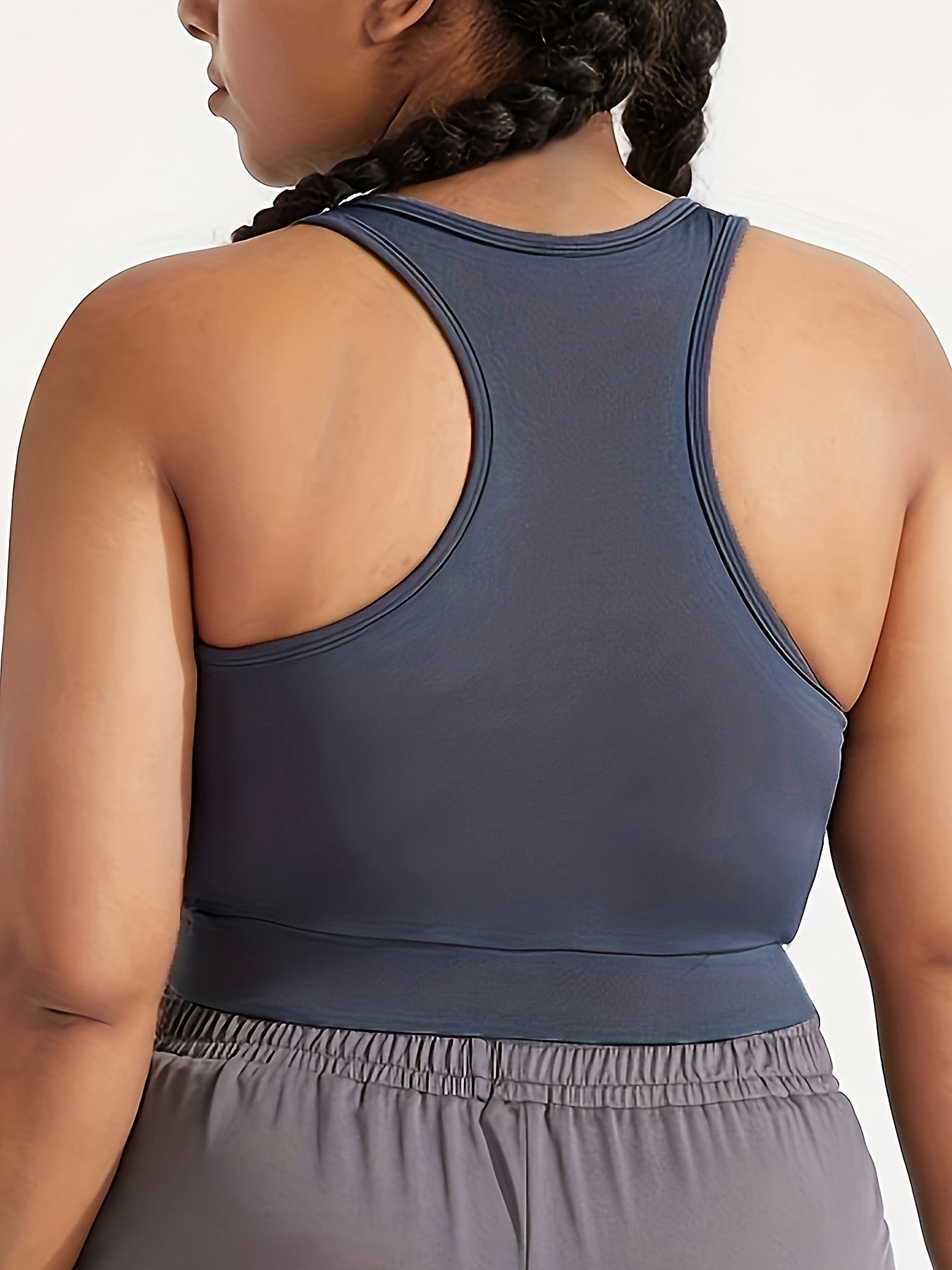 Plus Size Sports Bra Cut Out Side Racer Back Shockproof Running Yoga Bra