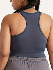 Plus Size Sports Bra Cut Out Side Racer Back Shockproof Running Yoga Bra