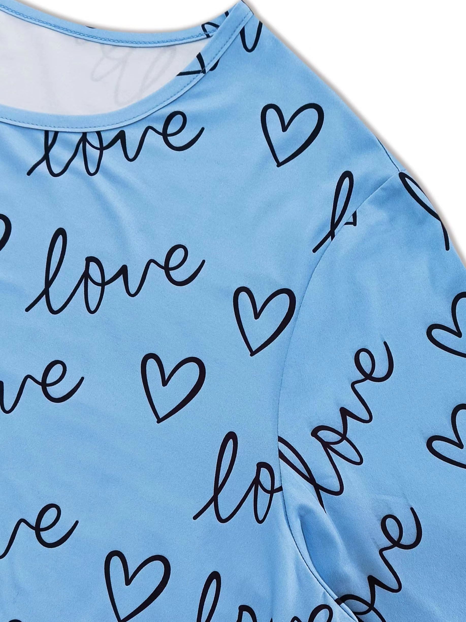 Heart & Letter Print Pajama Set