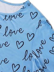 Heart & Letter Print Pajama Set