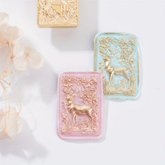 Christmas Reindeer Pattern Brass Stamp Head - Round Stamp Accessory