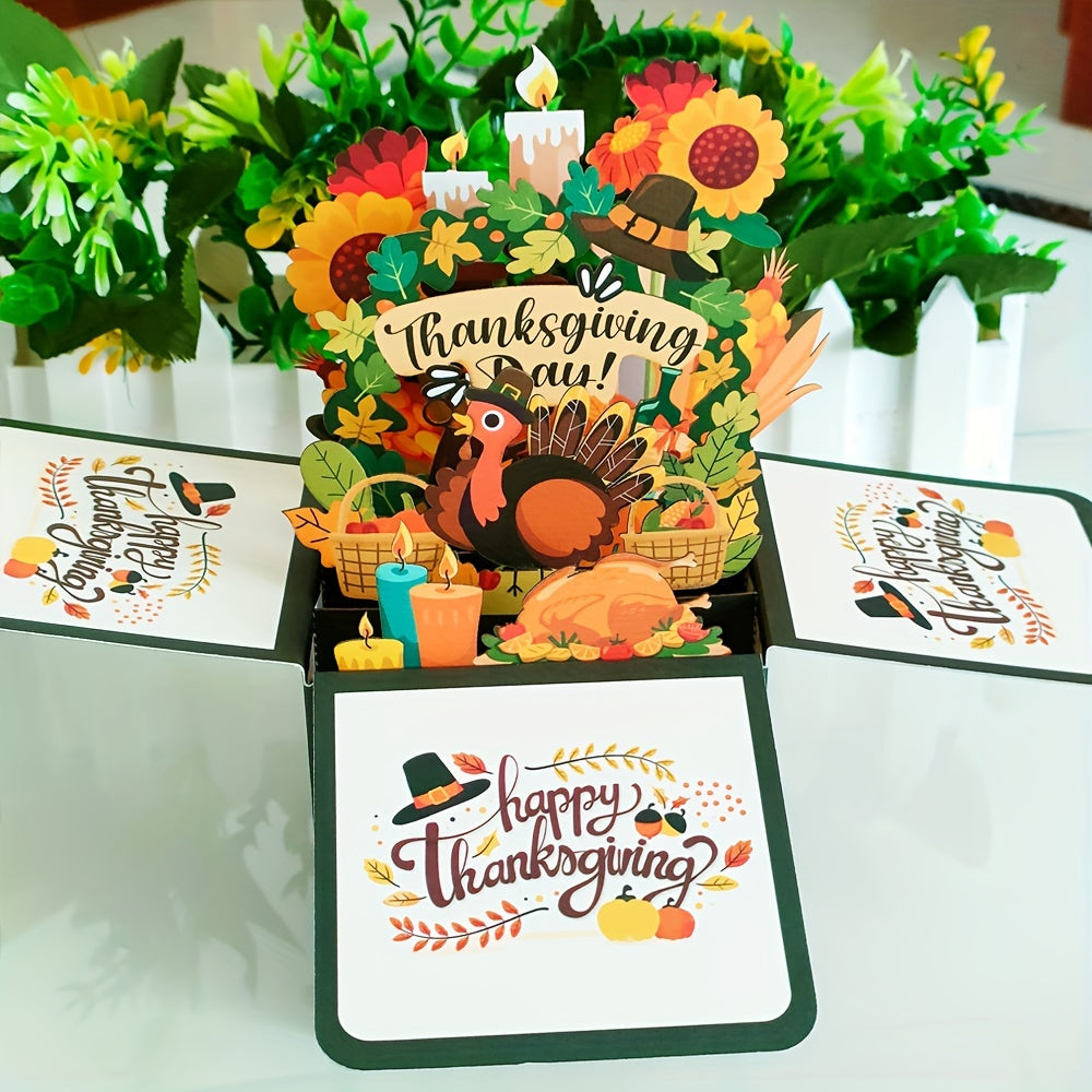 3D Pop Up Thanksgiving Card for Family - Fall Holiday Card