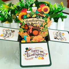 3D Pop Up Thanksgiving Card for Family - Fall Holiday Card