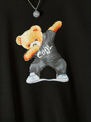Boy's 2pcs Dancing Bear Print Set Long Sleeve Top Casual Outfits