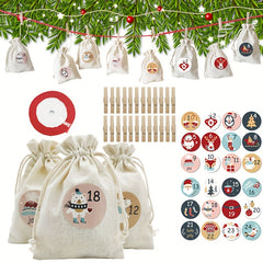 Christmas Cotton Drawstring Bag Gift Storage Bag Hanging Bag