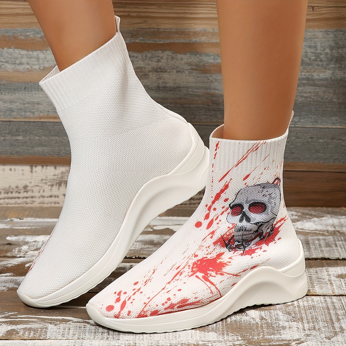 Women's Skull & Blood Ankle Boots Halloween Sneakers