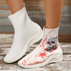 Women's Skull & Blood Ankle Boots Halloween Sneakers