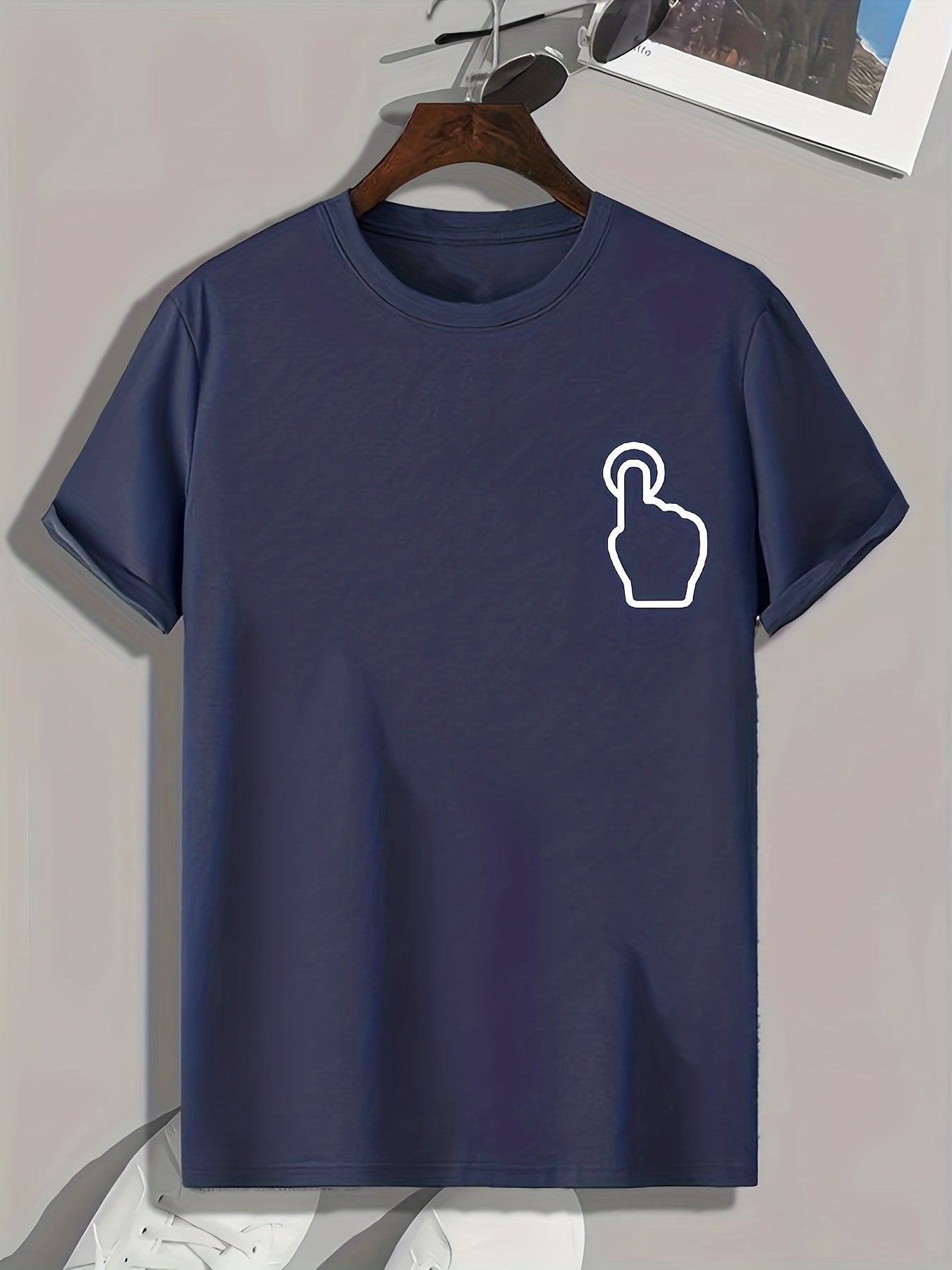 Hand Gesture Pattern Print Men's Graphic Tee