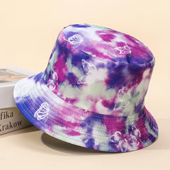 Butterfly Tie Dye Print Bucket Hat Hip Hop Basin Hat Casual Couple Fisherman Cap
