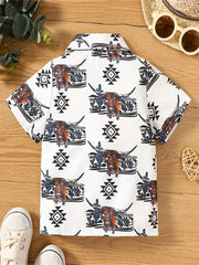 Baby Boys Bull Graphic Print Short Sleeve Shirt
