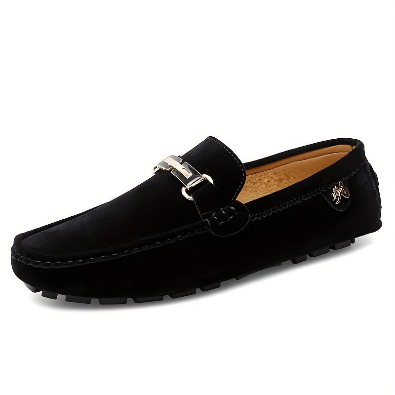 Men's Comfy Non-slip Loafer Moccasins w/ Metallic Decor