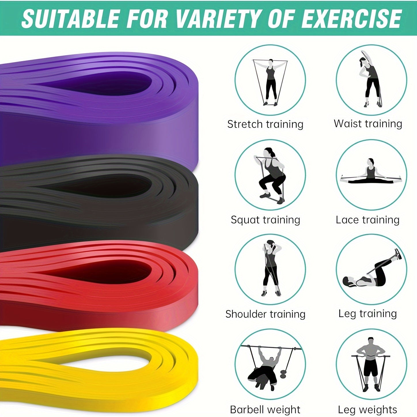 4pcs Yoga Resistance Bands Set for Legs Muscle Training