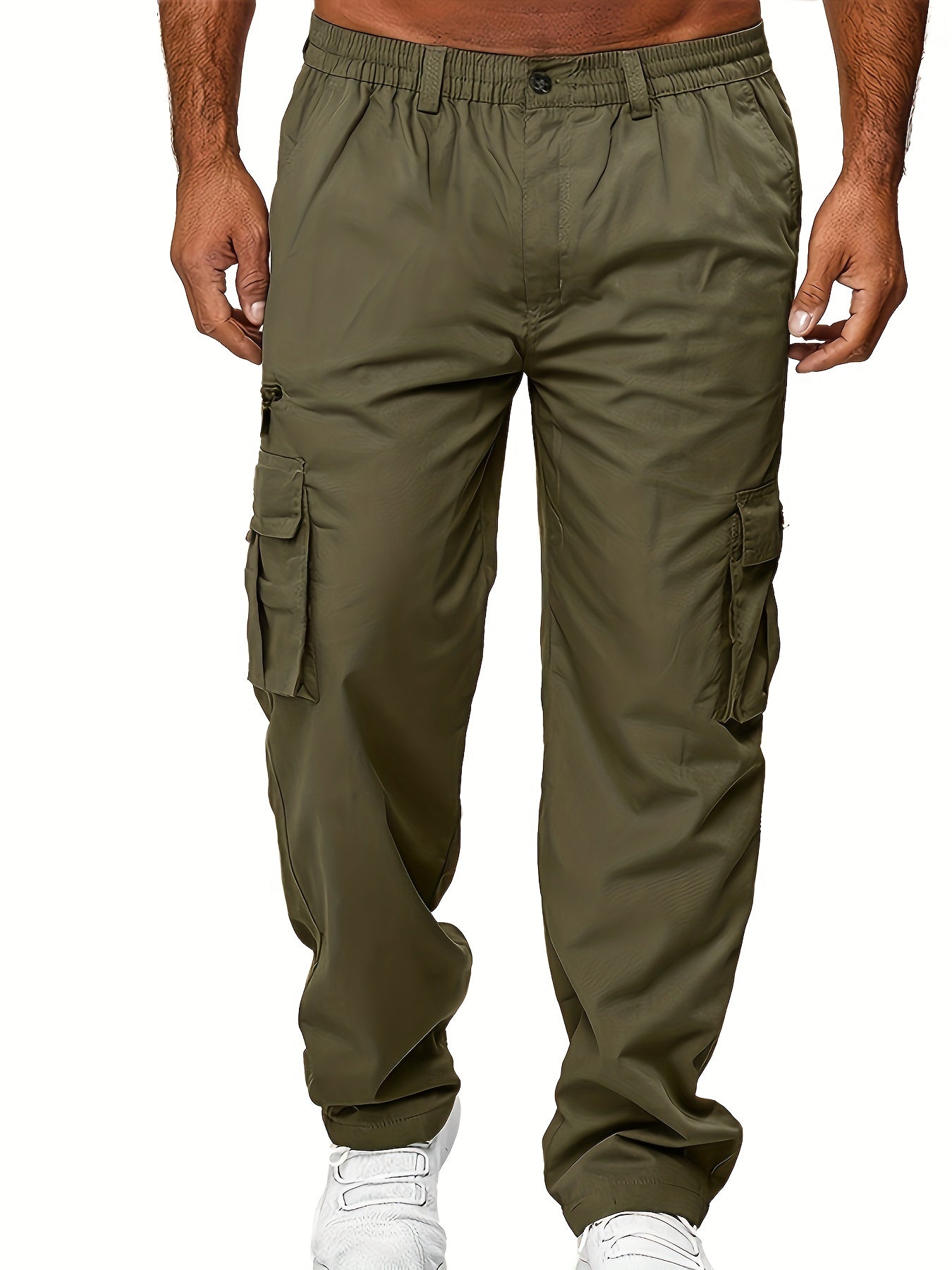 Men's Cargo Work Trousers Thin Relaxed Fit Stretch Combat Jogging Bottoms