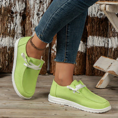 Women's Slip-On Canvas Shoes Round Toe Loafers Casual Walking Flats
