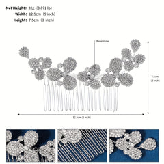 Rhinestone Flower Hair Comb for Girls Women