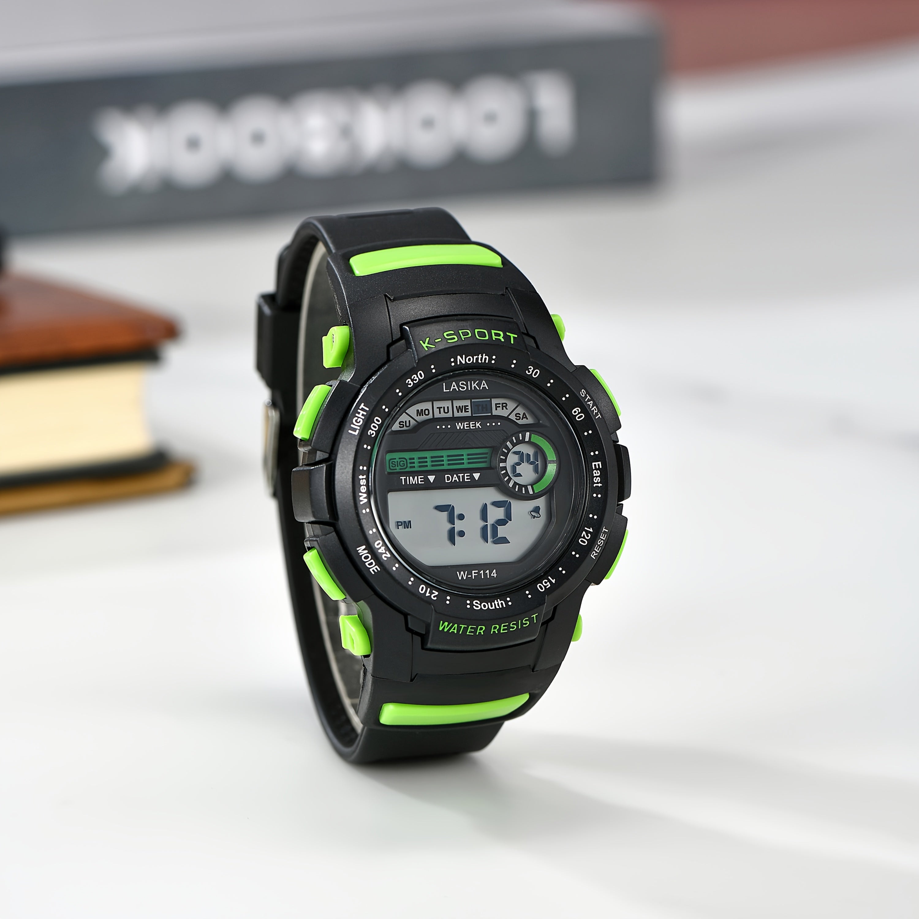 Youth Green Sport Watch for Boys & Teens 8-18 Years - Alarm Stopwatch, 50m Water
